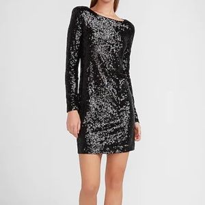Express Black Sequin Shift Dress Size Large